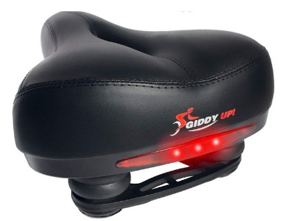 Giddy Up! Bike Seat - Most Comfortable Memory Foam Waterproof Bike Saddle, Universal Fit, Shock Absorbing including Mounting Wrench - Allen Key - Reflective Band and Waterproof Protection Cover