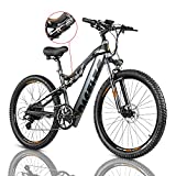 Electric Bike with BaFang Motor 750W Peak, Full Suspension Ebike, Electric Bike for Adults, Electric Mountain Bicycle with 13Ah Battery,27.5'' E-MTB, Professional 9-Speed Gears