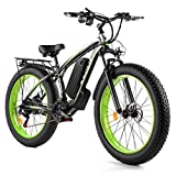 KBJPADS 26' Adult Fat Tire Electric Bicycle, Mountain Bike Electric for Adults 48V 750W 21-Speed Ebike with Installation Tools