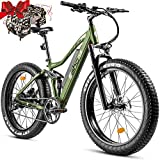 eAhora AM200 Air Full Suspension Electric Mountain Bike 1000W Peak Fat Tire Electric Bike with Hydraulic Brakes, Color Display, Shimano 9 Speed Gears, Cruise Control Electric Dirt Bike
