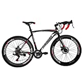 EUROBIKE Road Bike, XC550 Bike,21 Speed Womens Road Bicycle,54Cm Frame Bikes for Men,Disc Brake 700C Adult Commuter Bike (Blackwhite 54cm High Rim)