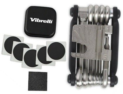 Vibrelli Bike Multi Tool V19 - with Glueless Puncture Repair Kit & Carry Case - Bicycle Multitool